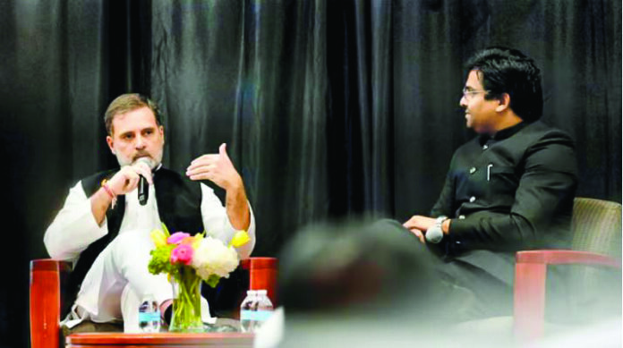 LoP in Lok Sabha and Congress MP Rahul Gandhi during an interaction at the University of Texas, USA, on September 9, 2024. (File Photo) LoP in Lok Sabha and Congress MP Rahul Gandhi during an interaction at the University of Texas, USA, on September 9, 2024. (File Photo)