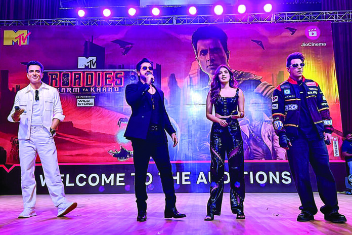 Bollywood actor and host Sonu Sood with gang leaders Prince Narula, Rhea Chakraborty and Gautam Gulati at the auditions for India’s MTV Roadies-’Karm Ya Kaand’, at Jawaharlal Nehru Stadium Complex, Pragati Vihar, in New Delhi on 16 Apr 2023. ANI Bollywood actor and host Sonu Sood with gang leaders Prince Narula, Rhea Chakraborty and Gautam Gulati at the auditions for India’s MTV Roadies-’Karm Ya Kaand’, at Jawaharlal Nehru Stadium Complex, Pragati Vihar, in New Delhi on 16 Apr 2023. ANI