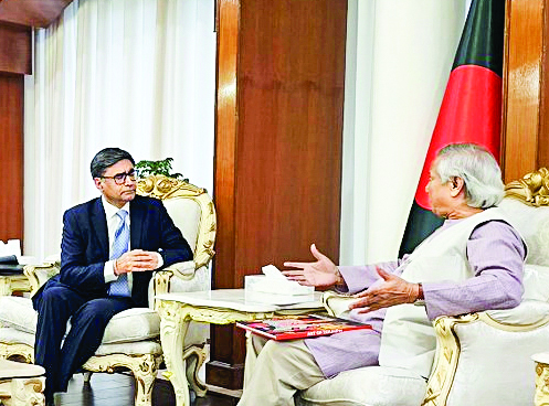 Indian Foreign Secretary Vikram Misri meets Bangladesh Chief Adviser Professor Muhammad Yunus, in Dhaka on Monday. ANI Indian Foreign Secretary Vikram Misri meets Bangladesh Chief Adviser Professor Muhammad Yunus, in Dhaka on Monday. ANI