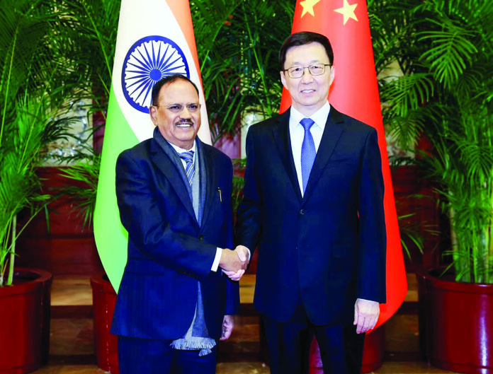 NSA Ajit Doval calls on Chinese Vice President Han Zheng, in Beijing on Wednesday. ANI