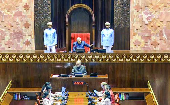 Rajya Sabha Chairman Jagdeep Dhankhar conducts the proceedings of the House during the Winter Session of Parliament, in New Delhi on Thursday. ANI Rajya Sabha Chairman Jagdeep Dhankhar conducts the proceedings of the House during the Winter Session of Parliament, in New Delhi on Thursday. ANI