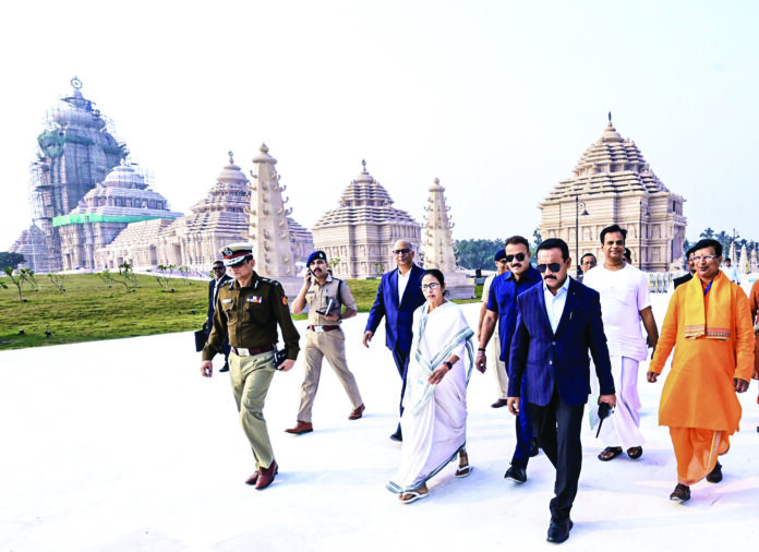 West Bengal Chief Minister Mamata Banerjee visits the under-construction Lord Jagannath Temple, at Digha in Purba Medinipur district on Wednesday. ANI West Bengal Chief Minister Mamata Banerjee visits the under-construction Lord Jagannath Temple, at Digha in Purba Medinipur district on Wednesday. ANI