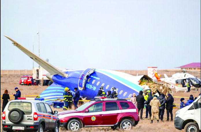 Wreckage of the crashed Azerbaijan Airlines in Aktau, Kazakhstan, on Dec. 25. File Photo