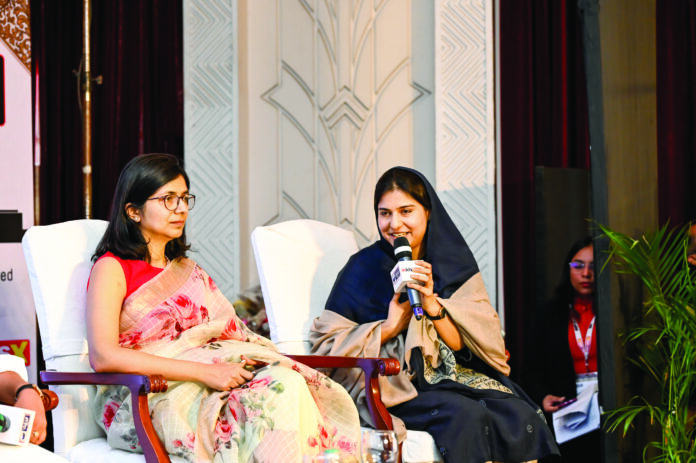 Rajya Sabha MP Swati Maliwal and Samajwadi Party’s Iqra Hasan in a panel discussion on Women’s Reservation Bill. Rajya Sabha MP Swati Maliwal and Samajwadi Party’s Iqra Hasan in a panel discussion on Women’s Reservation Bill.