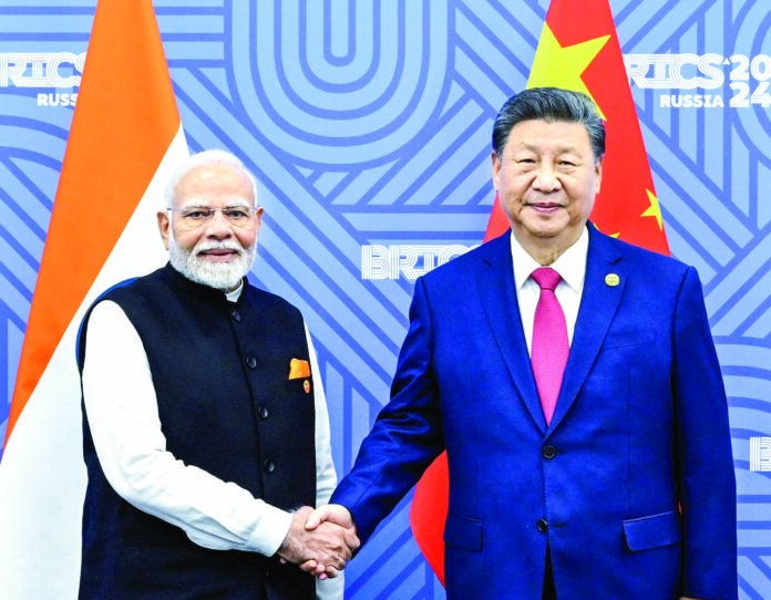 This 23 October photo shows Prime Minister Narendra Modi with Chinese President Xi Jinping on the sidelines of the BRICS Summit, in Kazan. ANI This 23 October photo shows Prime Minister Narendra Modi with Chinese President Xi Jinping on the sidelines of the BRICS Summit, in Kazan. ANI