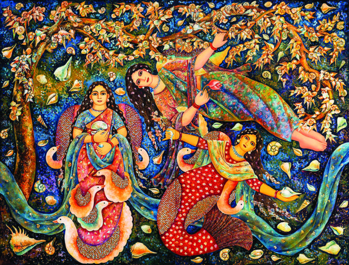 Art Alive Gallery - Jayasri Burman, Weeping Grace-7, Oil on Canvas, 72 x 96 inches