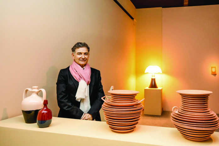Andrea Anastasio, Director, Italian Embassy Cultural Centre and Co-Curator, Objects between the Lines poses with the artefacts at KNMA, Noida Andrea Anastasio, Director, Italian Embassy Cultural Centre and Co-Curator, Objects between the Lines poses with the artefacts at KNMA, Noida