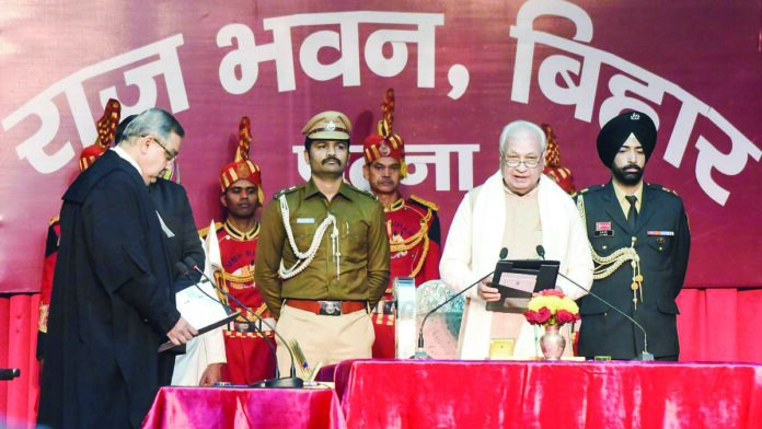 Bihar Governor Arif Mohammad Khan takes oath of office, administered by Patna High Court Chief Justice K. Vinod Chandran at Raj Bhavan, Patna, on January 2, 2025. ANI Bihar Governor Arif Mohammad Khan takes oath of office, administered by Patna High Court Chief Justice K. Vinod Chandran at Raj Bhavan, Patna, on January 2, 2025. ANI