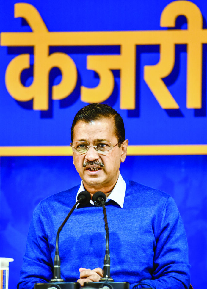 AAP National Convener Arvind Kejriwal addresses a press conference ahead of the Delhi Assembly elections, at the party office, in New Delhi on Friday, January 24. ANI AAP National Convener Arvind Kejriwal addresses a press conference ahead of the Delhi Assembly elections, at the party office, in New Delhi on Friday, January 24. ANI
