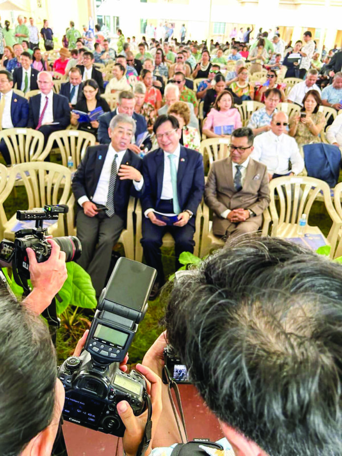 Seated from left to right: Japan’s Foreign MInister, Taiwan’s Foreign Minister, India’s Minister of State for External Affairs, in Palau. Photo: Cleo Paskal. Seated from left to right: Japan’s Foreign MInister, Taiwan’s Foreign Minister, India’s Minister of State for External Affairs, in Palau. Photo: Cleo Paskal.