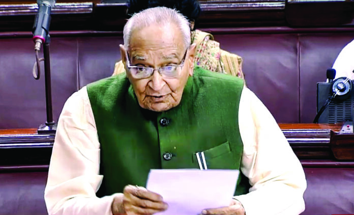Senior Congress leader Motilal Vora speaks during the ongoing Budget Session