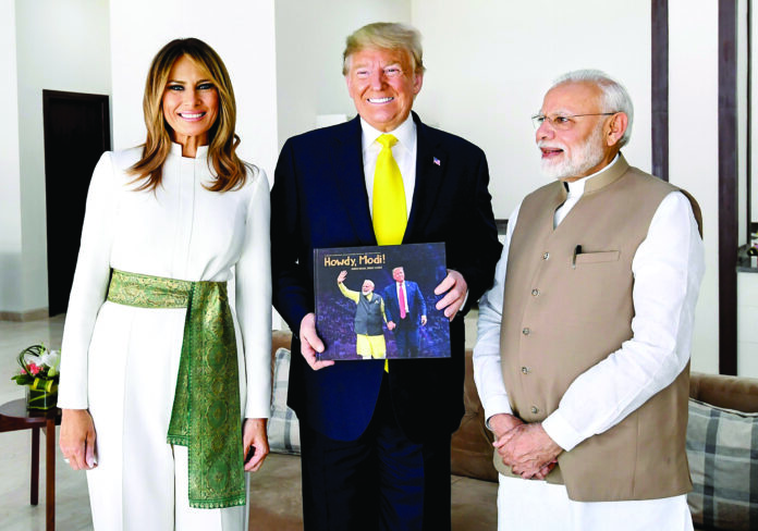 A February 2020 photograph of Prime Minister Narendra Modi with then US President Donald Trump and First Lady Melania Trump in Ahmedabad. ANI A February 2020 photograph of Prime Minister Narendra Modi with then US President Donald Trump and First Lady Melania Trump in Ahmedabad. ANI