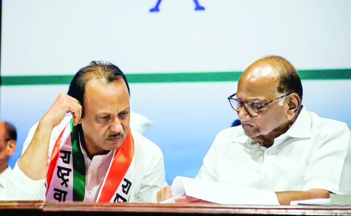 Ajit Pawar and Sharad Pawar during the 20th foundation day celebrations in Mumbai, on June 10, 2019. ANI Ajit Pawar and Sharad Pawar during the 20th foundation day celebrations in Mumbai, on June 10, 2019. ANI