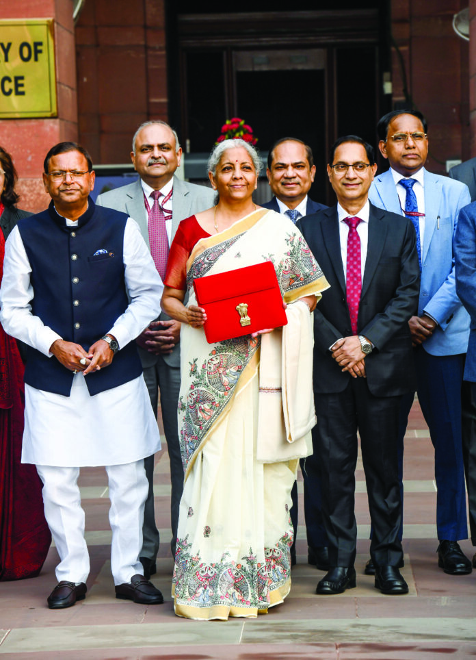 Union Finance Minister Nirmala Sitharaman shows the Budget tablet at Ministry of Finance before heading to the Parliament to present the Union Budget 2025, in New Delhi on Feb1. Union Minister of State for Finance Pankaj Chaudhary, Finance & Revenue Secretary Tuhin Kanta Pandey and others also seen. ANI Union Finance Minister Nirmala Sitharaman shows the Budget tablet at Ministry of Finance before heading to the Parliament to present the Union Budget 2025, in New Delhi on Feb1. Union Minister of State for Finance Pankaj Chaudhary, Finance & Revenue Secretary Tuhin Kanta Pandey and others also seen. ANI