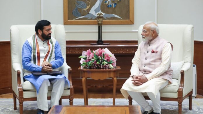 Ahead of municipal elections Haryana Chief Minister Meets PM Modi