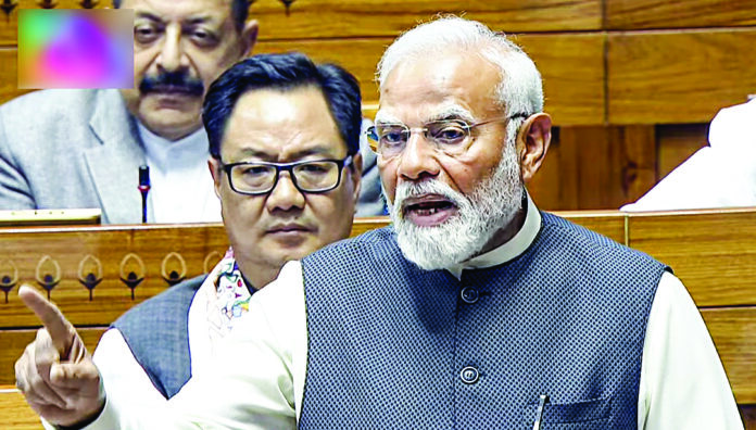 Prime Minister Narendra Modi replies to Motion of Thanks on President’s Address, in Lok Sabha during the Budget Session of Parliament, in New Delhi, on February 4. ANI Prime Minister Narendra Modi replies to Motion of Thanks on President’s Address, in Lok Sabha during the Budget Session of Parliament, in New Delhi, on February 4. ANI