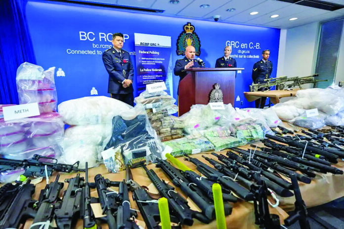 The Royal Canadian Mounted Police displaying seized firearms and illicit drugs on 30 January 2025. File Photo The Royal Canadian Mounted Police displaying seized firearms and illicit drugs on 30 January 2025. File Photo