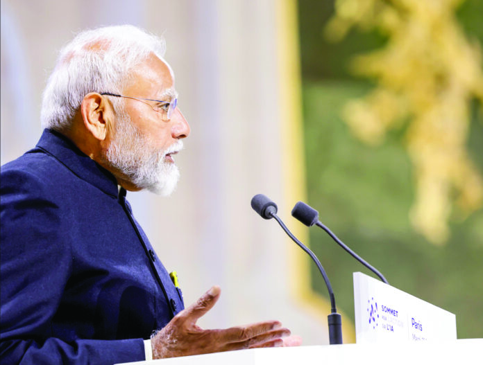 Prime Minister Narendra Modi addresses the AI Action Summit, at the Grand Palais in Paris on Tuesday. ANI Prime Minister Narendra Modi addresses the AI Action Summit, at the Grand Palais in Paris on Tuesday. ANI Prime Minister Narendra Modi addresses the AI Action Summit, at the Grand Palais in Paris on Tuesday. ANI