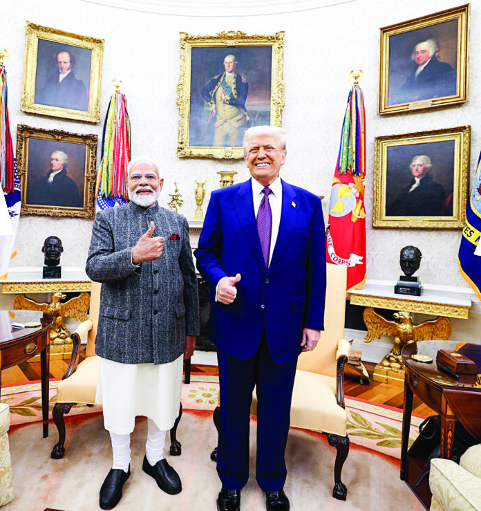 Prime Minister Narendra Modi with US President Donald Trump at the White House in Washington, DC on Thursday. ANI Prime Minister Narendra Modi with US President Donald Trump at the White House in Washington, DC on Thursday. ANI