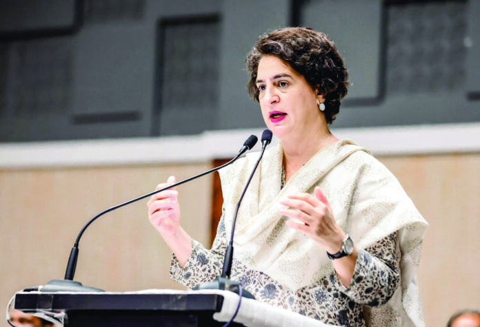 MP Priyanka Gandhi addresses the gathering during a booth-level meeting with United Democratic Front leaders and workers, at KT Convention Centre in Wayanad on 10 Feb. ANI MP Priyanka Gandhi addresses the gathering during a booth-level meeting with United Democratic Front leaders and workers, at KT Convention Centre in Wayanad on 10 Feb. ANI
