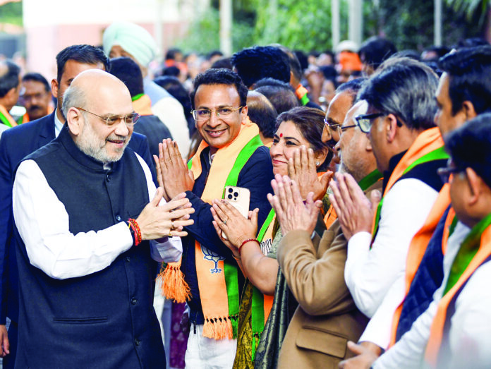 Amit Shah arrives at BJP headquarters