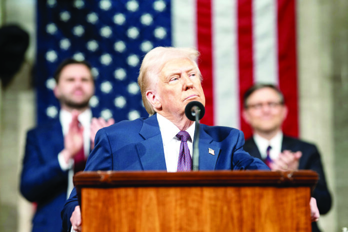 President Donald Trump addresses a joint session of Congress