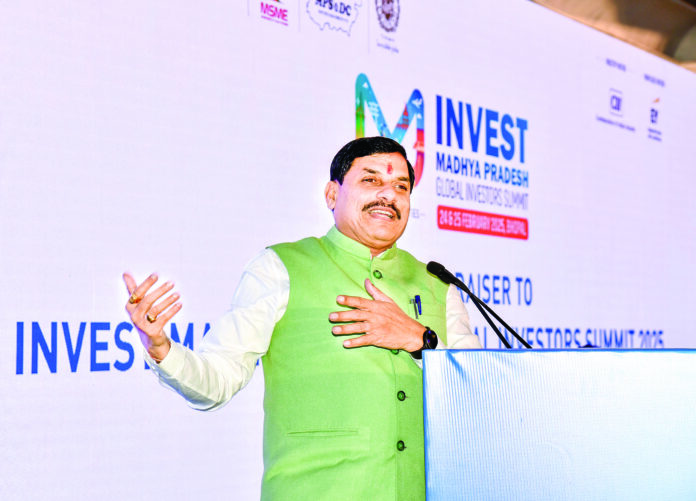 Madhya Pradesh Chief Minister Mohan Yadav addresses Curtain Raiser of Invest MP 2025, at Hotel Taj Man Singh, in New Delhi in Feb 12. ANI Madhya Pradesh Chief Minister Mohan Yadav addresses Curtain Raiser of Invest MP 2025, at Hotel Taj Man Singh, in New Delhi in Feb 12. ANI