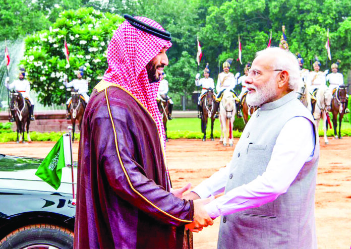 PM Modi with Saudi Crown Prince Mohammed Bin Salman in New Delhi in September 2023. ANI