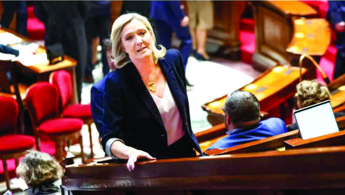 French far-right leader Marine Le Pen arrives at the National Assembly on April 1, 2025. Agency