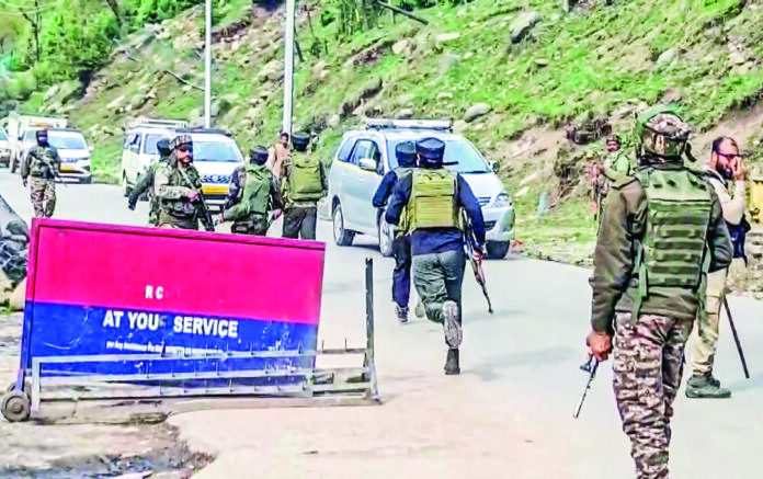 Security personnel rush to the spot following a terrorist attack on tourists, in Pahalgam on 22 April 2025. ANI Security personnel rush to the spot following a terrorist attack on tourists, in Pahalgam on 22 April 2025. ANI