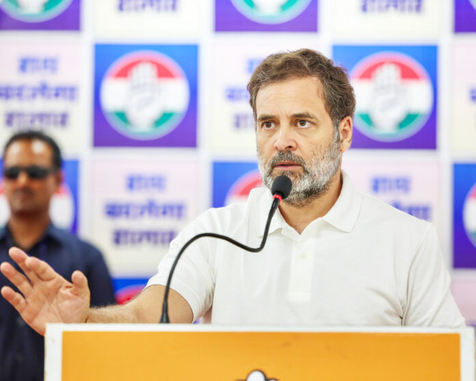 Rahul Gandhi addresses the gathering during a meeting with the observers and in-charges appointed under the 'Organisation Creation Campaign'